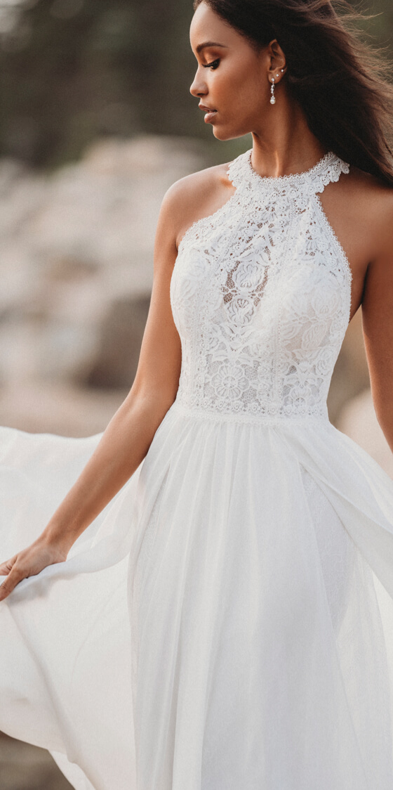 Brunette in White Bridal Dress
