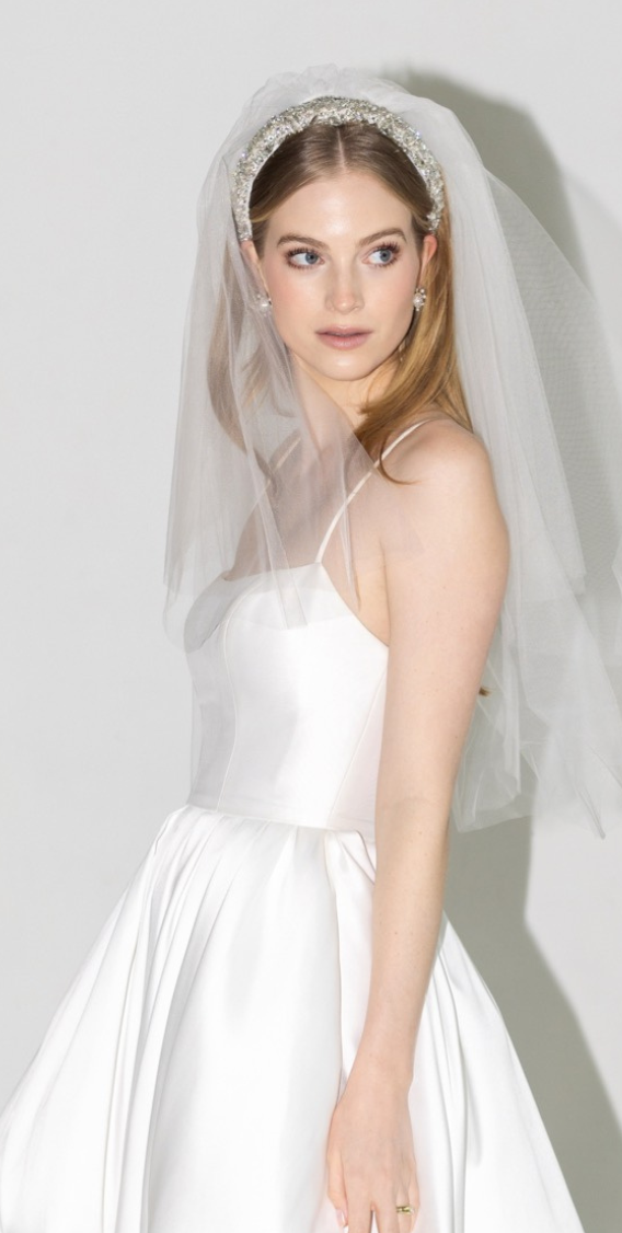 Brunette in White Bridal Dress