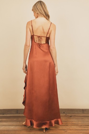 Babetique Asymmetrical Ruffle Dress #2 Rust thumbnail