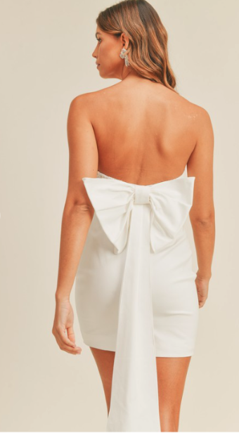 Babetique Put a Bow On It Mini Dress #0 default Off White thumbnail