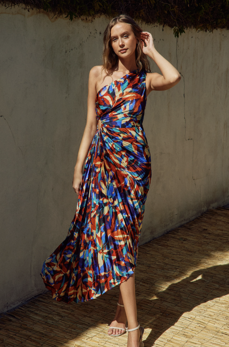 Babetique Olympia Asymmetrical Pleated Maxi Default Thumbnail Image