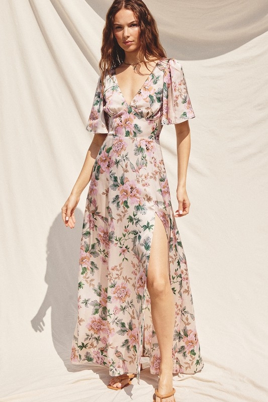 chinese dress ladies Abigail Maxi Dress in Brown – Isalis