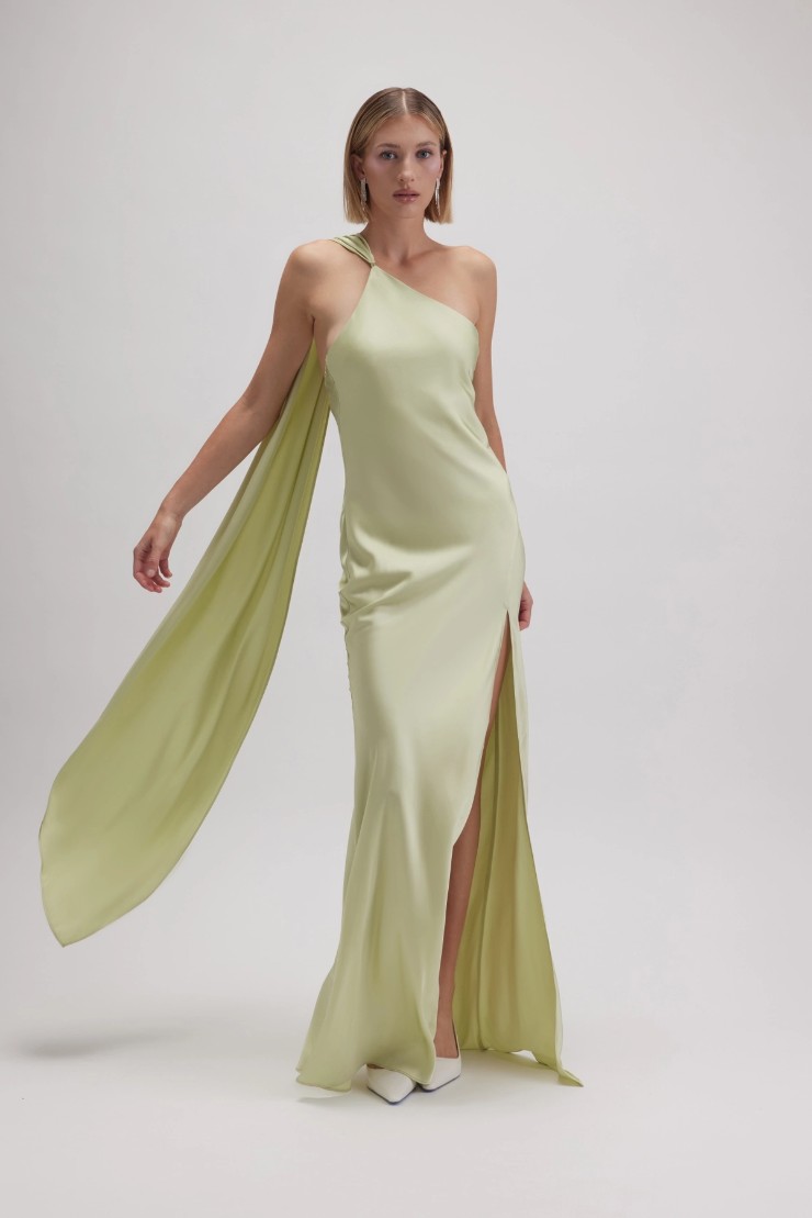 Babetique Asymmetric Halter Drape Scarf Slit Maxi Default Thumbnail Image