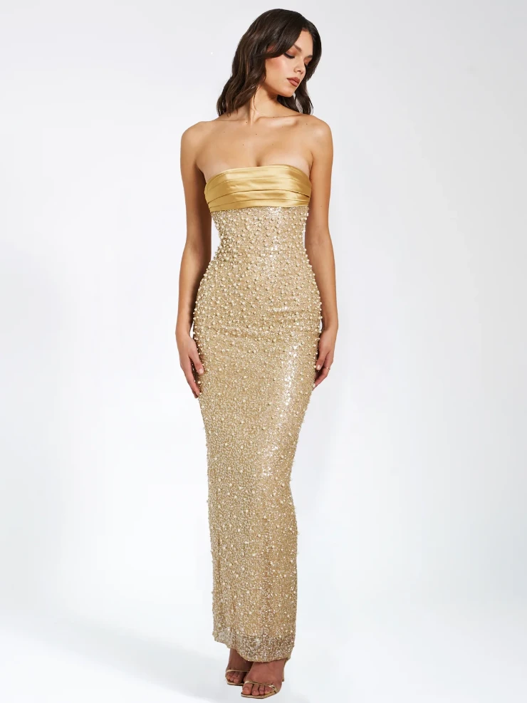 Babetique Lainey Sequin Pearls Beaded Maxi Default Thumbnail Image