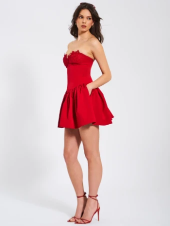 Babetique Style #Sacha Lace Bustier Corset Mini #15 Red thumbnail