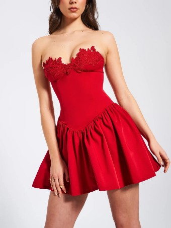 Babetique Style #Sacha Lace Bustier Corset Mini #1 Red thumbnail