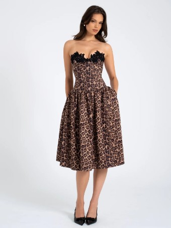 Babetique Style #Uchenna Lace Trim Midi #0 default Cheetah thumbnail