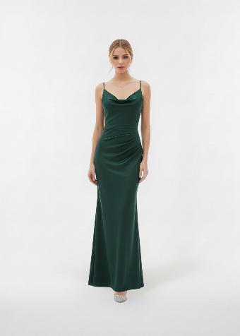 All The Rage Exclusives RF-23700 Enchanting V-neck Prom Column with Ruching #0 default Forest Green thumbnail