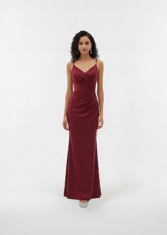 All The Rage Exclusives RF-23700 Enchanting V-neck Prom Column with Ruching #2 Wine thumbnail