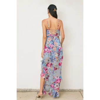 Babetique Garden Promenade Ruffle Dress #1 default Blue Print thumbnail