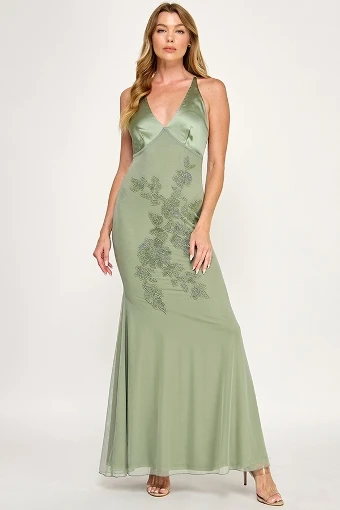 Babetique Vintage Vine Dress #4 Dusty Sage thumbnail