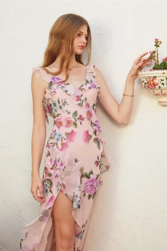 Whispy Garden Ruffle Dress #0 default Lavender Floral thumbnail