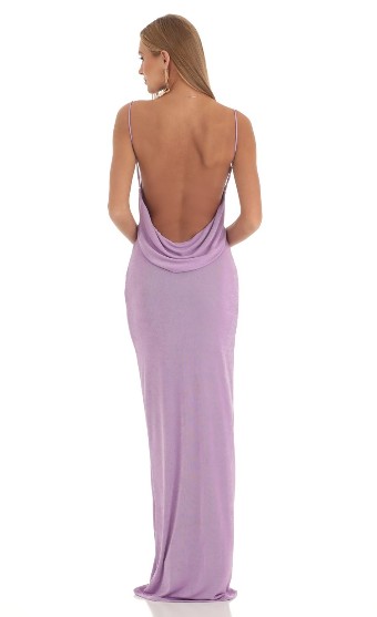 Draped Back Maxi Dress #3 Purple thumbnail