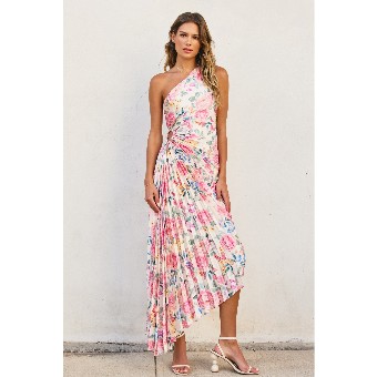 Olympia Asymmetrical Pleated Maxi #0 default White/Multi thumbnail