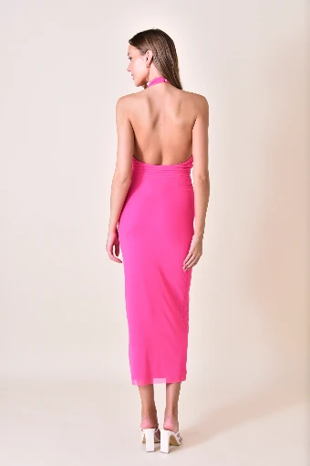 Mesh Halter Neck Maxi Dress #1 default Hot Pink thumbnail