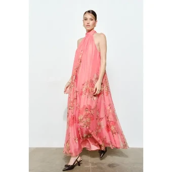 Floral Mock Halter Maxi #0 default Coral thumbnail