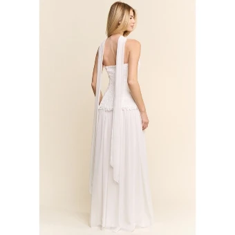 Eloise Lace Scarf Dress #3 White thumbnail