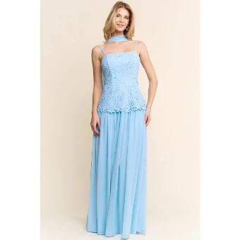 Eloise Lace Scarf Dress #1 Blue thumbnail