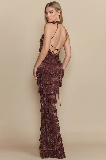 Riviera Ruffled Bronze Dress #1 default Bronze thumbnail