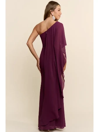 Seraphina Cape Sleeve Dress #5 Plum thumbnail