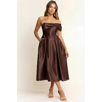 Taffeta Midi Dress #0 default Chocolate thumbnail