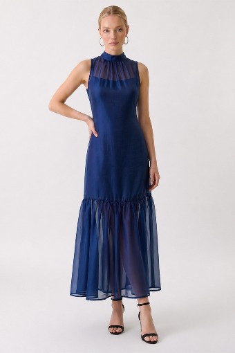Odette Mock Neck Maxi #2 Navy thumbnail