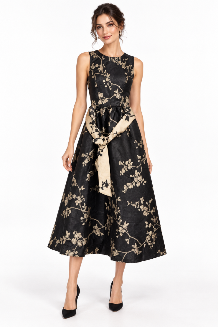 Fit & Flare Jacquard Midi Dress Default Thumbnail Image